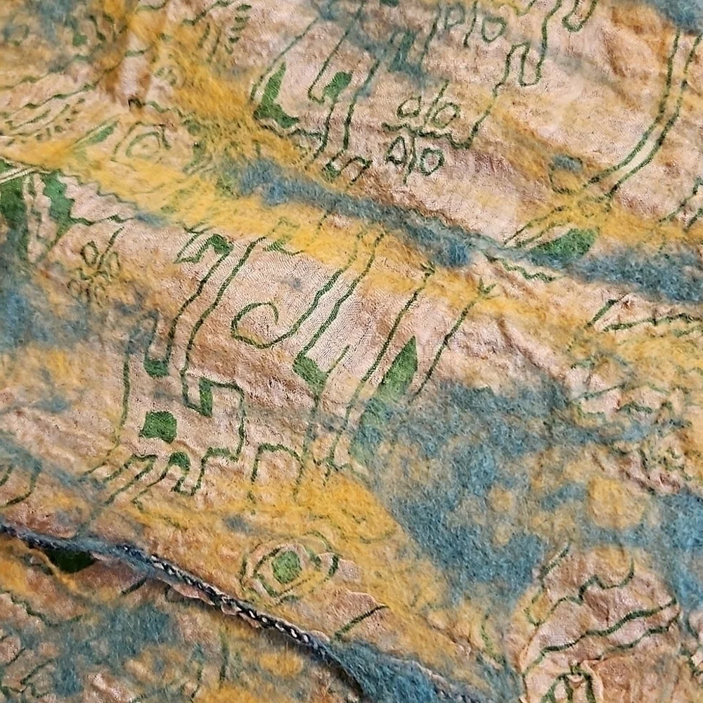 Scarf Handcrafted Wool and Silk New 69x12